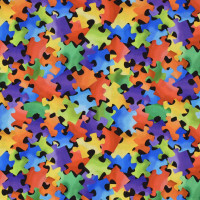 Patchworkstoff Kinder Schule Einschulung Puzzle auf Schwarz Patchworkstoff Kinder Schule Einschulung Puzzle auf Schwarz