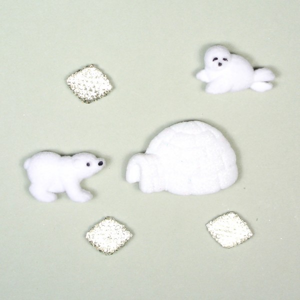 Motivknöpfe 6 Dekoknöpfe Weihnachten Winter Artic Babies