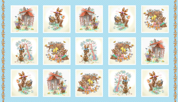 Patchworkstoff Hasen Frühling Ostern "Bunny Tails" Panel