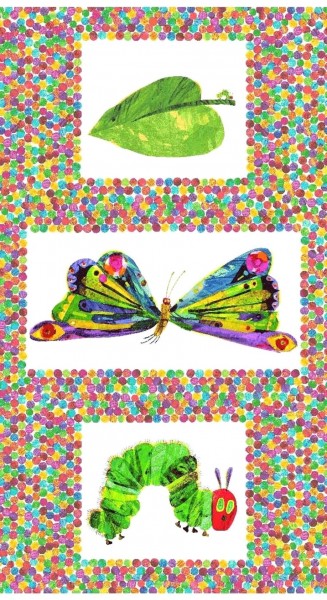 Raupe Nimmersatt Patchworkstoff Schmetterling Panel