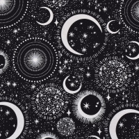 0,4 m Patchworkstoff Halloween Sonne Mond Sterne Glow in the Dark 0,4 m Patchworkstoff Halloween Sonne Mond Sterne Glow in the Dark