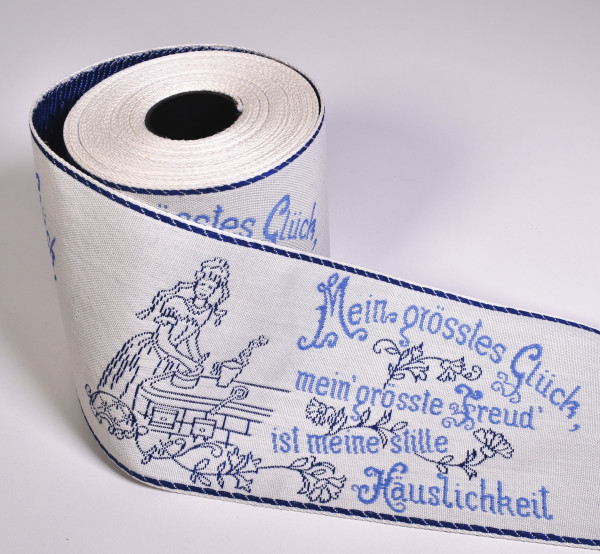 Rarität 1 m Webband Küchensprüche "Mein grösstes Glück..." blau