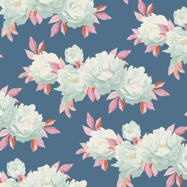 0,45 m Tilda Patchworkstoff Cottage Collection Blumen Minerva blue