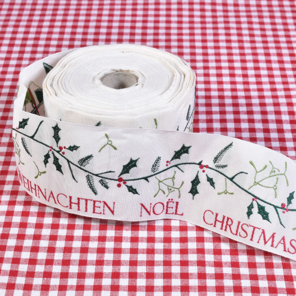 Rarität 1 m acufactum Webband Weihnachten Christmas Noel natur