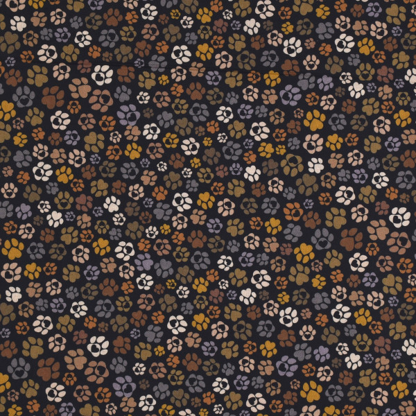 Patchworkstoff Pfoten Herzchen Hunde Tiere Pfotenstoff braun