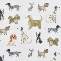 Baumwollstoff Hunde Rassehunde Popeline weiß Baumwollstoff Hunde Rassehunde Popeline weiß
