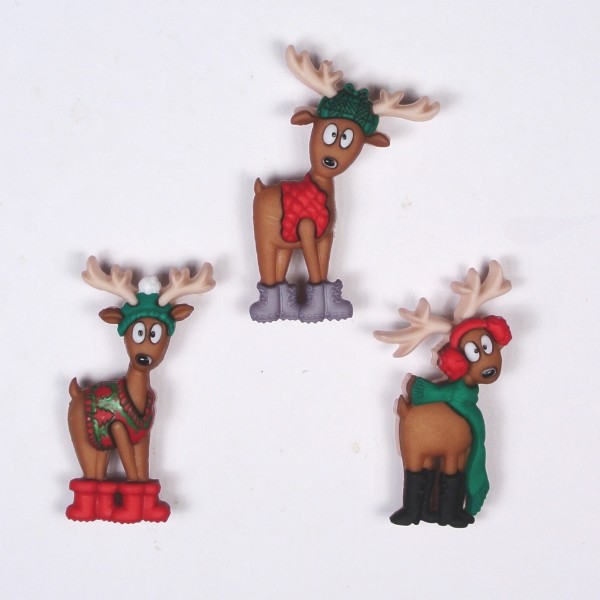Motivknöpfe Dekoknöpfe Weihnachten Rentiere