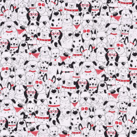 Patchworkstoff Hunde Hundeköpfe Happy Hounds weiß schwarz Patchworkstoff Hunde Hundeköpfe Happy Hounds weiß schwarz
