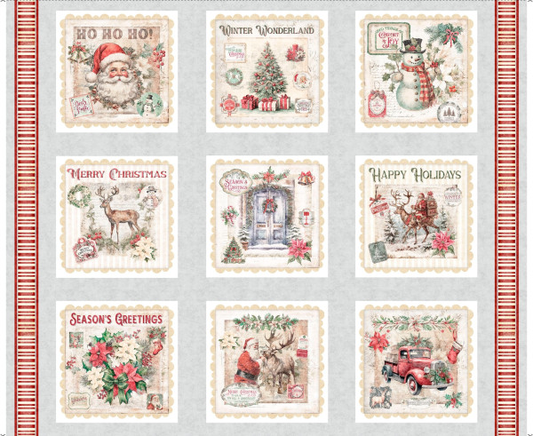 0,9 m Patchworkstoff Weihnachten Vintage Nostalgie Holly Jolly Panel