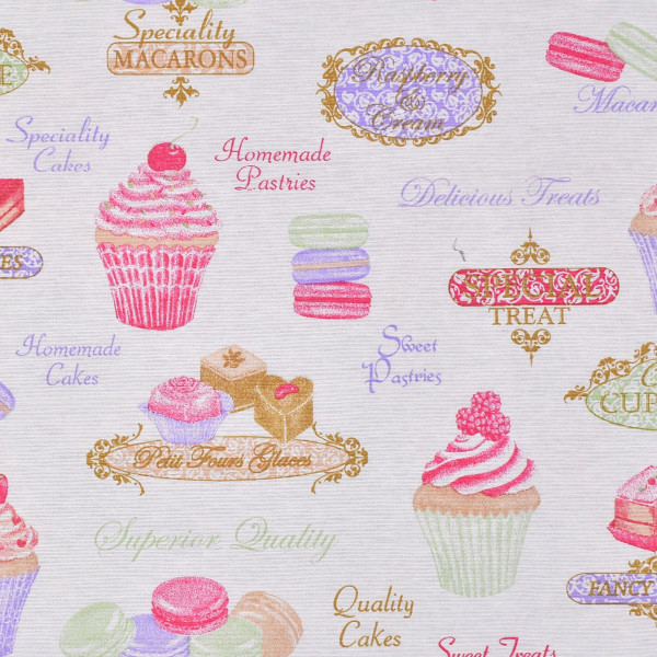 Dekostoff Cupcakes Macarons Kuchen Süßes Webware