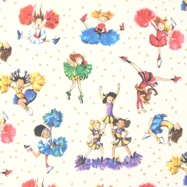 SALE 0,7 m Patchworkstoff Kinderstoff Mädchen Active Kids Cheerleader