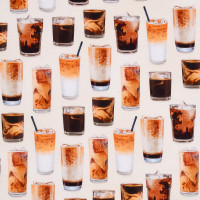 Patchworkstoff Kaffee Eiskaffe Sommer Iced Coffee "Sweet Tooth" Patchworkstoff Kaffee Eiskaffe Sommer Iced Coffee "Sweet Tooth"