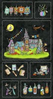 SALE 0,60 m Patchworkstoff Halloween Hexen Hexenschloß Panel SALE 0,60 m Patchworkstoff Halloween Hexen Hexenschloß Panel