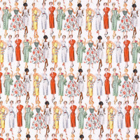 Patchworkstoff Frauen 50er Retro Kleider Mode "Vintage Sewing"beige Patchworkstoff Frauen 50er Retro Kleider Mode "Vintage Sewing"beige