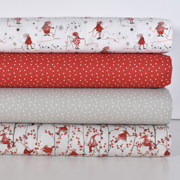 Acufactum Stoffpaket Weihnachten Ilexwichtel Fadenengel 4 Stoffe Patch