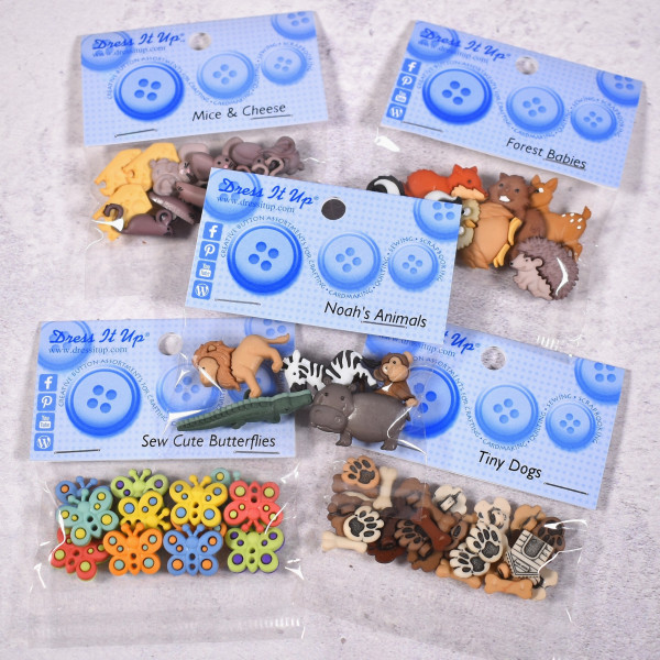 SALE Dekoknöpfe Waldtiere Mäuse Schmetterlinge Wlldtiere Hunde Tiere Set 9