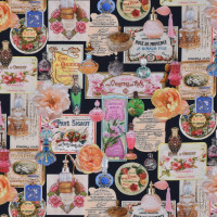 Patchworkstoff Frauen Parfüm Flakons Gilded Age schwarz Patchworkstoff Frauen Parfüm Flakons Gilded Age schwarz