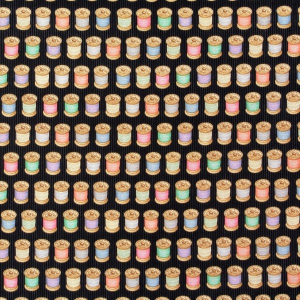 SALE 1,1 m Patchworkstoff Cute as a Button Spulen schwarz Webware