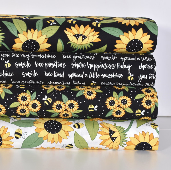 Patchworkstoff Stoffpaket Sonnenblumen Bienen "Sunny Honey"