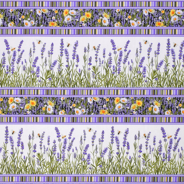 Patchworkstoff Lavendel Bienen Lavender Market Bordüre Webware