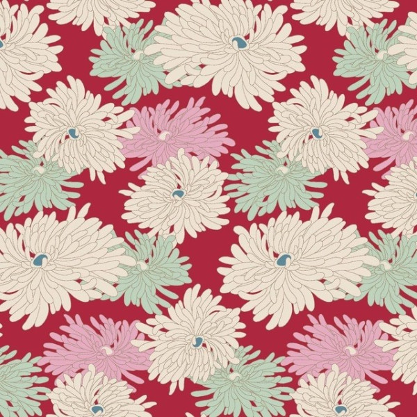 0,20 m Tilda Patchworkstoff Cottage Collection Blumen Minnie Rot