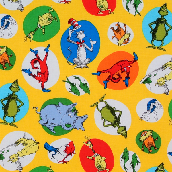 SALE 1 m Patchworkstoff Dr. Seuss Charaktere