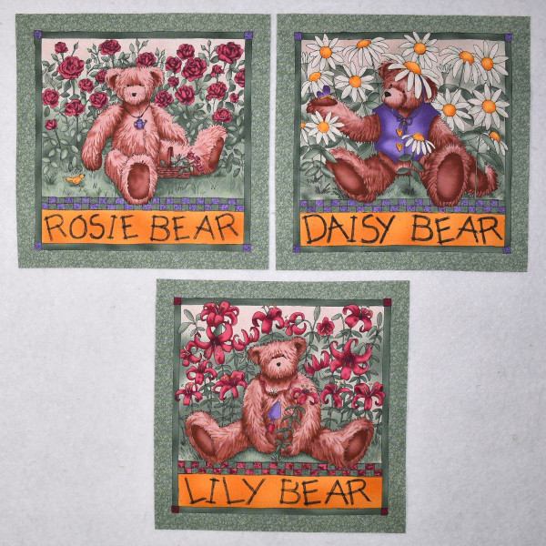 Patchwork Bären Blumen "Garden Bears" T.Kogut 3 Panels