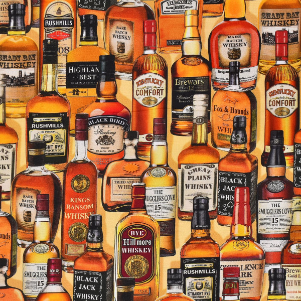 Patchworkstoff Whisky Whiskey Alkohohl Männer Top Shelf