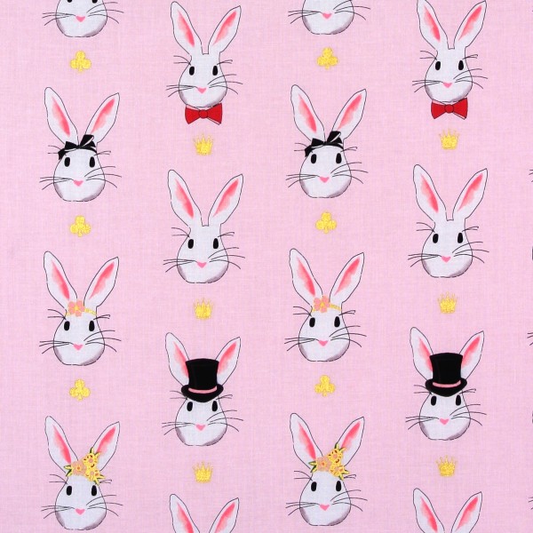 SALE 1,4 m Patchworkstoff Hasen "Wonderland" rosa Webware