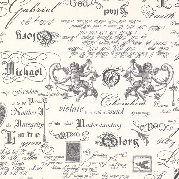 1,0 m Baumwollstoff beschichtet romantische Engel und Schrift