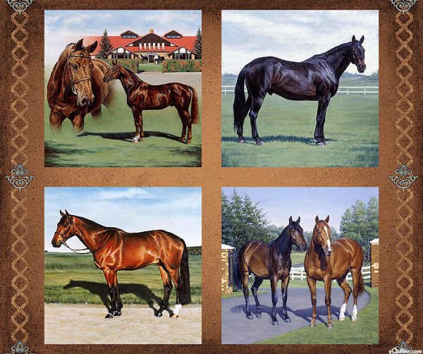 Patchworkstoff Pferde Pferdehof Fohlen "Horse Country" Panel