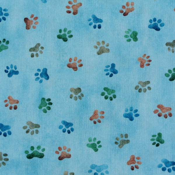 Patchworkstoff Hunde Whiskers Hundestoff Pfoten blau