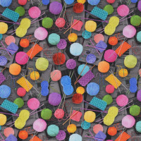 Patchworkstoff Stricken Strickzeug Vintage "Knit One Purl Two" grau Patchworkstoff Stricken Strickzeug Vintage "Knit One Purl Two" grau