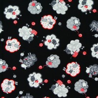 SALE 1 m Patchworkstoff Schafe schwarz Wolle Stricken"I love to Knit" SALE 1 m Patchworkstoff Schafe schwarz Wolle Stricken"I love to Knit"