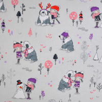 SALE Patchworkstoff Winter Kinder Bobtails Schnee "Winter Days" grau SALE Patchworkstoff Winter Kinder Bobtails Schnee "Winter Days" grau