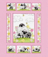 0,9 m Schafe Susybee Lewe Patchworkstoff Panel rosa 0,9 m Schafe Susybee Lewe Patchworkstoff Panel rosa