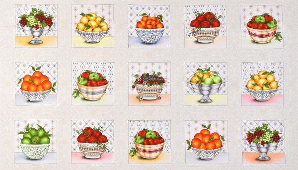 Patchworkstoff Obst Südfrüchte "Fancy Fruits" Bilder Panel