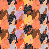 Patchworkstoff Frauen Mädchen "Happy Days" Biobaumwolle Patchworkstoff Frauen Mädchen "Happy Days" Biobaumwolle