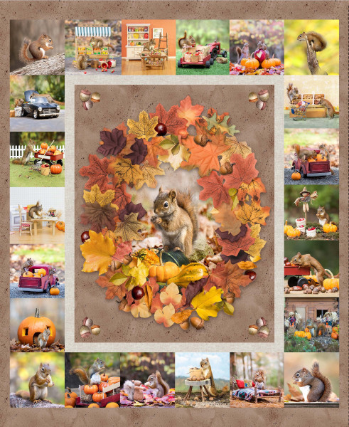 0,9 m Patchworkstoff Eichhörnchen "The Secret Life of Squirrels III" Panel