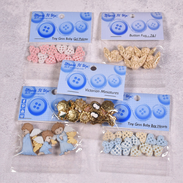 SALE Dekoknöpfe Herzen Engel Miniaturen Romantisches Set 2