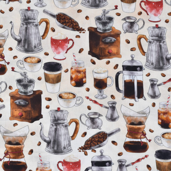 Patchworkstoff Kaffee Kaffeezubereitung Kaffeemühle Everything Coffee