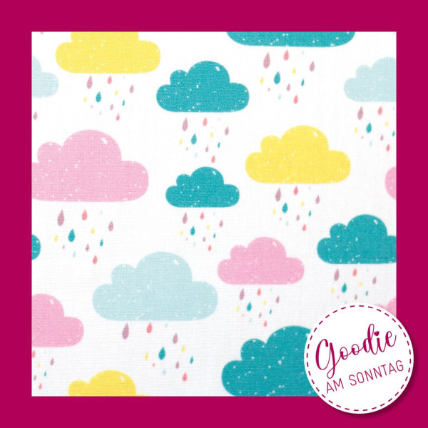 Goodie am Sonntag Baumwollstoff Regen Regenwolken 0,50 x 1,50 m