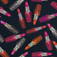 Baumwollstoff Lippenstifte Kussmund Dekostoff schwarz Baumwollstoff Lippenstifte Kussmund Dekostoff schwarz