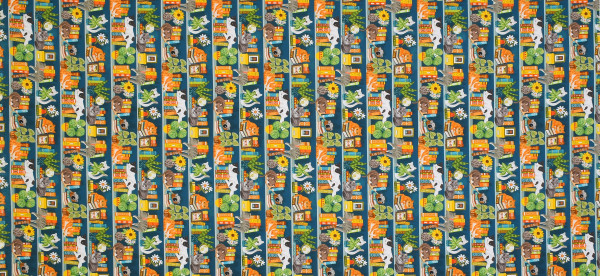 Patchworkstoff Buch Bücher Lesen Katzen "Purrfect Bookshelf" Bordüre